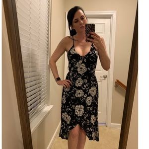 Hi low floral wrap dress